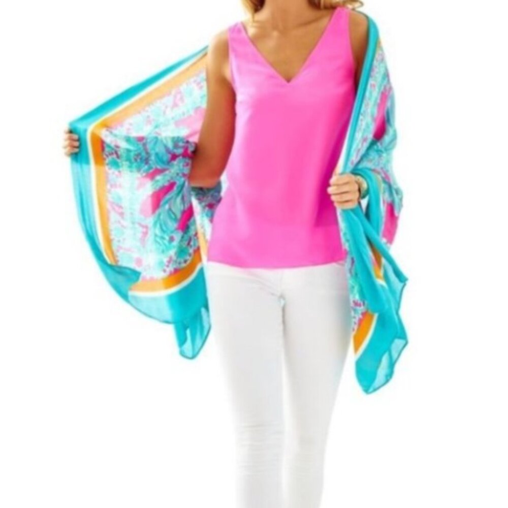Lilly Pulitzer Julie Scarf in Capri Pink Beach Bound - NWT
